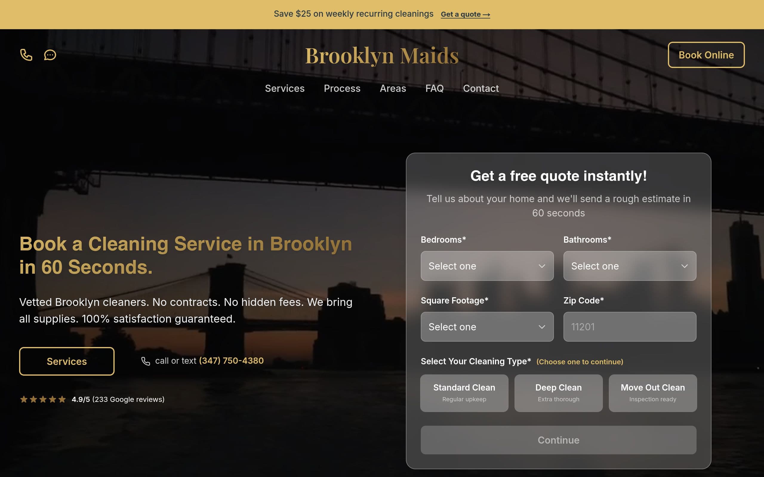 Homepage of Brooklyn Maids