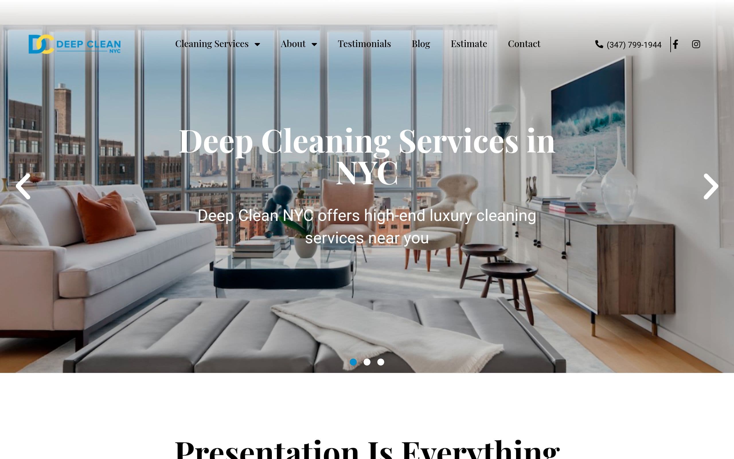 Homepage of Deep Clean NYC