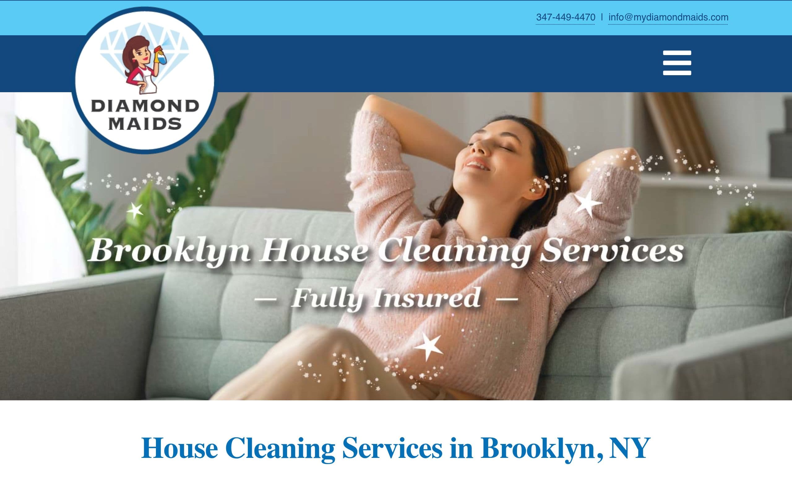 Homepage of Diamond Maids
