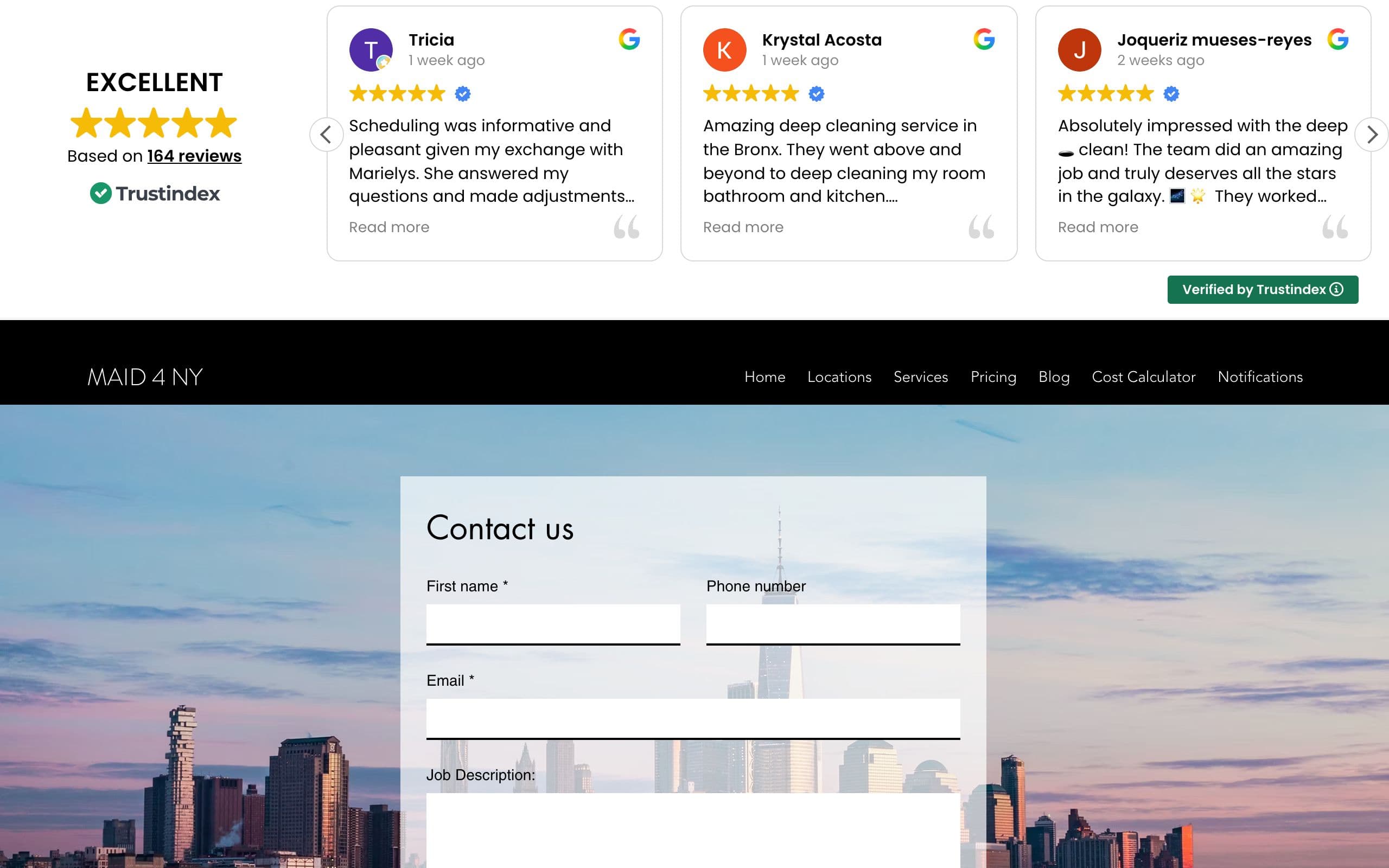 Homepage of Maid 4 NY