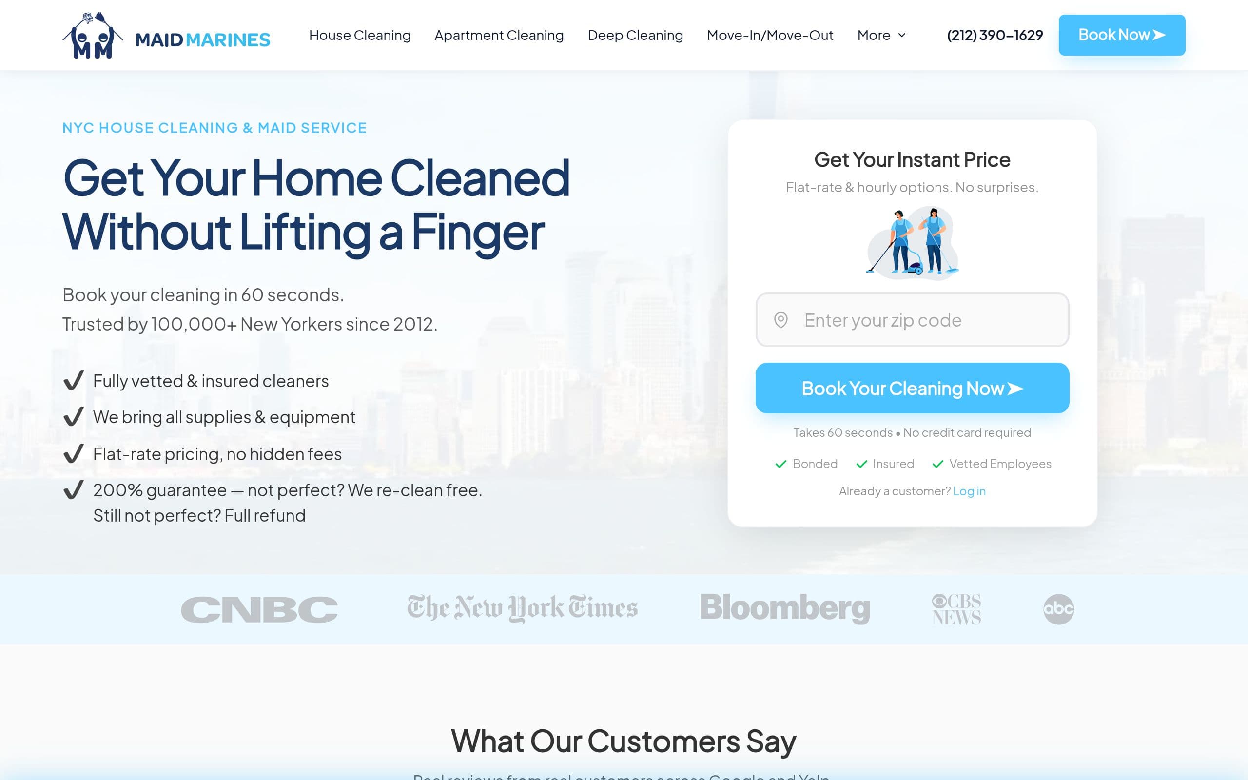 Homepage of Maid Marines