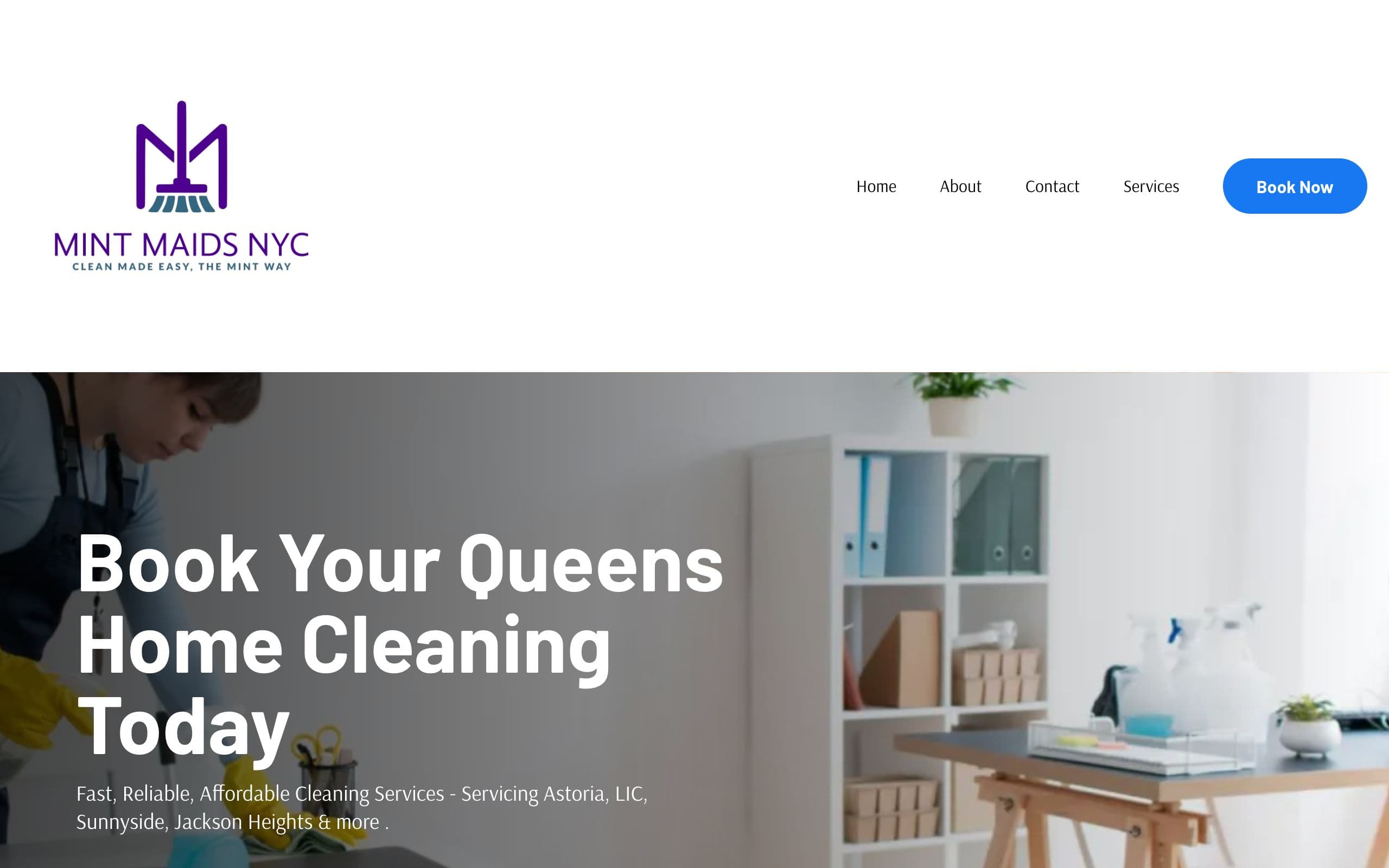 Homepage of Mint Maids NYC