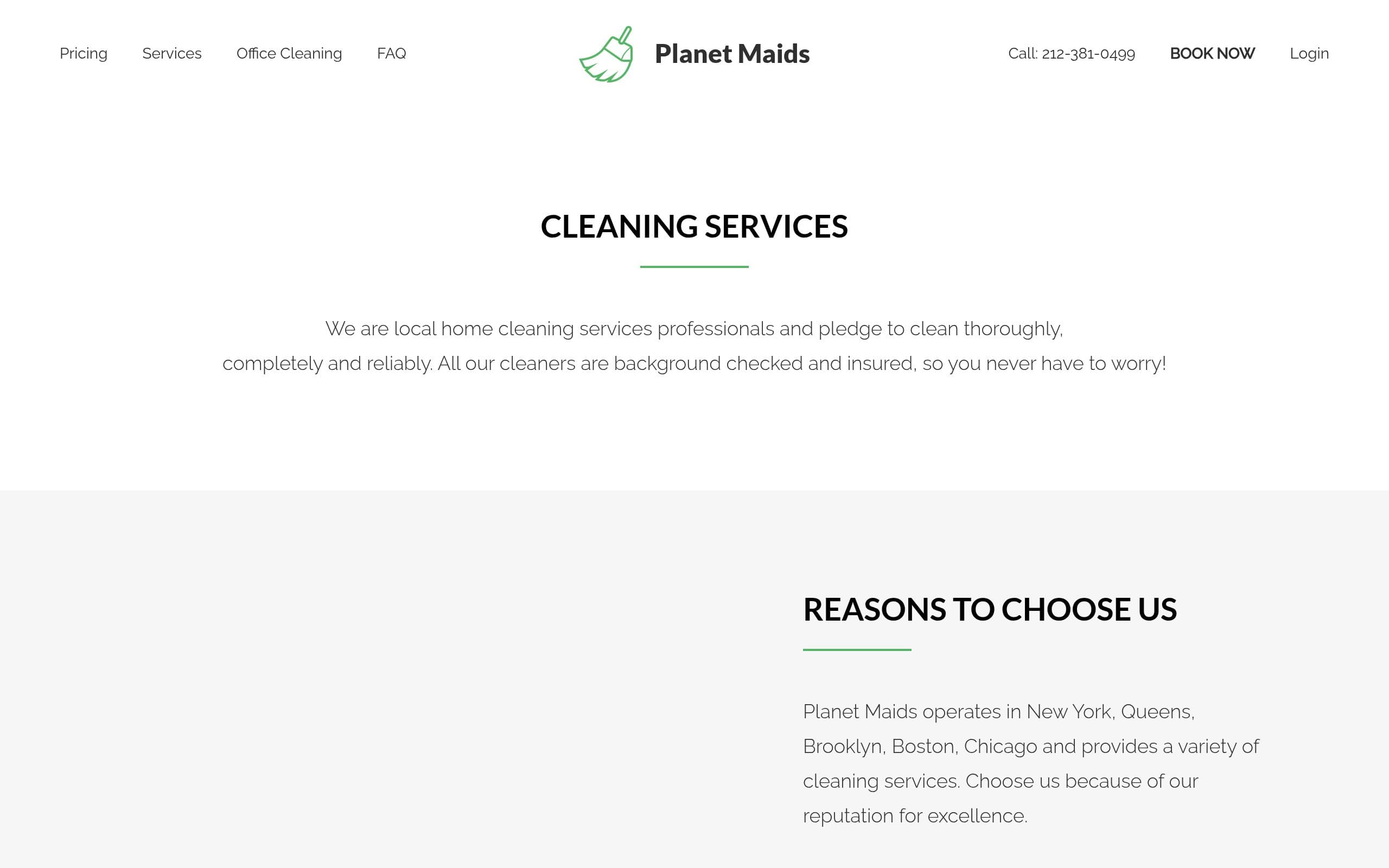 Homepage of Planet Maids