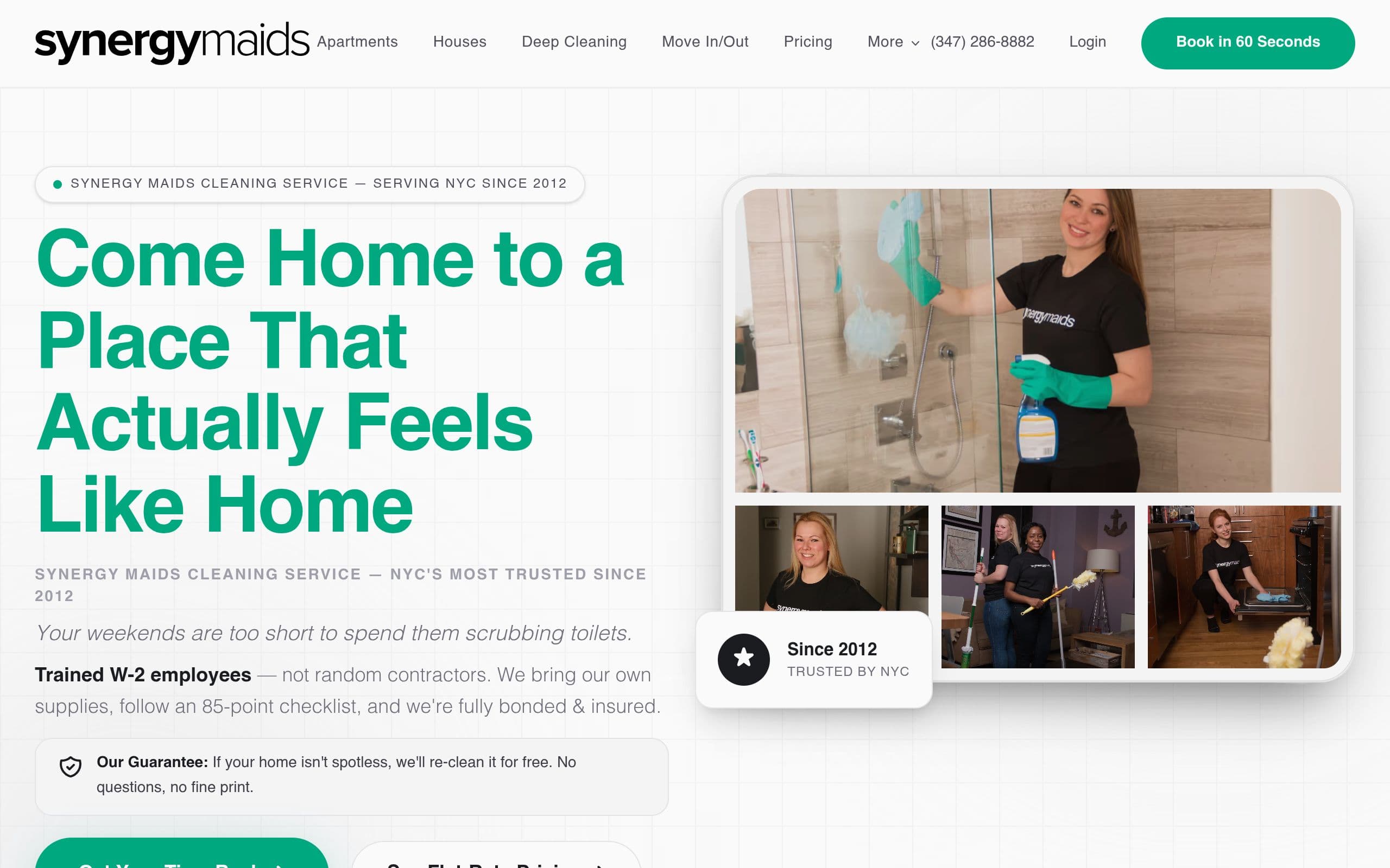 Homepage of Synergy Maids